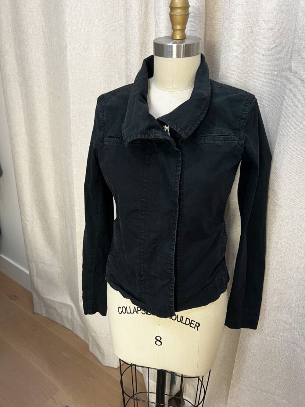 JAMES PERSE Cropped Lightweight Moto Jacket Sz 2 M Black Cotton